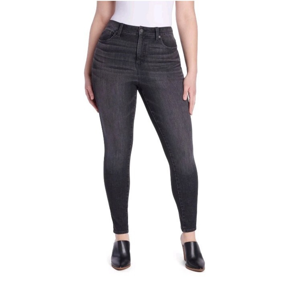 Time and Tru High Rise Curvy Jeans Womens 16 Skinny Black‎ Stretch Core Denim - Picture 2 of 11